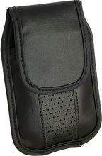 Load image into Gallery viewer, Black leather pinch clip flip phone case
