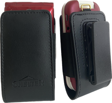 Load image into Gallery viewer, Open top Leather Flip Phone Case