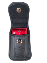 Load image into Gallery viewer, Black leather pinch clip flip phone case