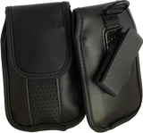 Black leather pinch clip flip phone case