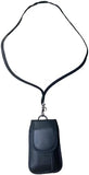 Newyorkcellphone Around The Neck Black Leather Case and Safety Lanyard Compatible with TCL Flip Pro, Flip Go, TCL Flip Phone…