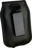 Black leather pinch clip flip phone case