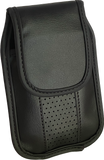 Black leather pinch clip flip phone case