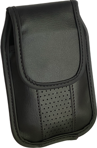 Black leather pinch clip flip phone case