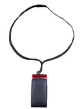 Around the Neck Black Leather Phone Case and Safety Lanyard