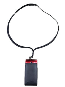 Around the Neck Black Leather Phone Case and Safety Lanyard