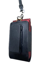 Load image into Gallery viewer, Around the Neck Black Leather Phone Case and Safety Lanyard