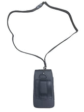 Load image into Gallery viewer, Around the Neck Black Leather Flip Top Phone Case and Safety Lanyard