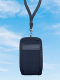 Around the Neck Black Open Top Soft Phone Case and Safety Lanyard