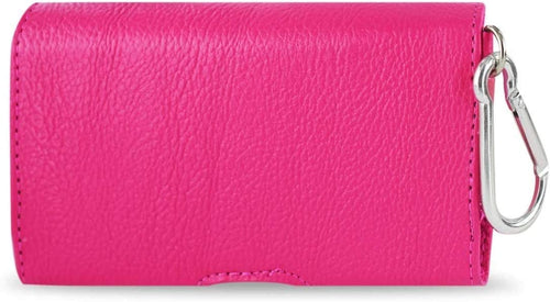 Horizontal Pink Leather Case Smooth Back fits flip phones HP146