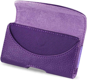 Horizontal Purple Leather Case Smooth Back fits flip phones HP146