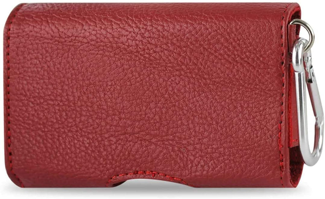 Horizontal Red Leather Case Flat Back fits flip phones HP146