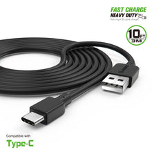 Load image into Gallery viewer, Type C USB 10ft Cable Black