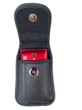 Black leather pinch clip flip phone case